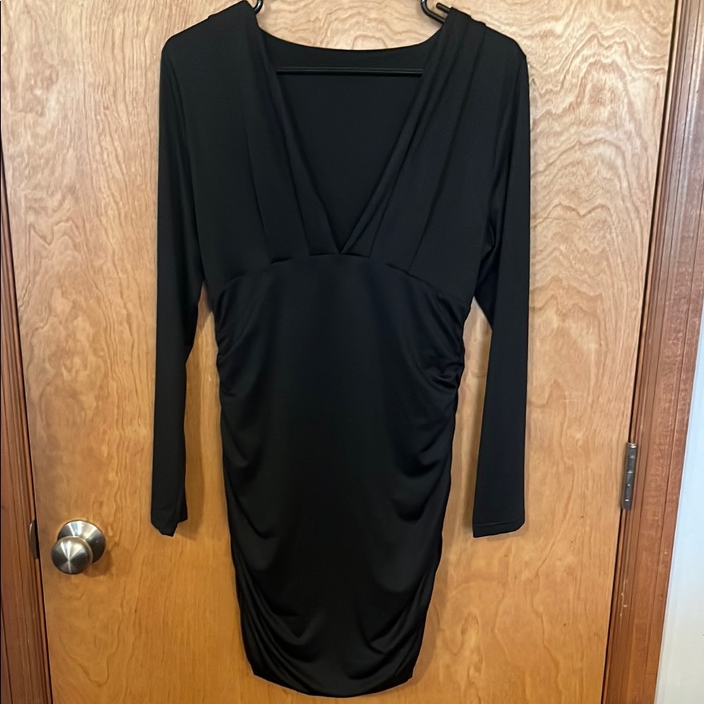 Elegant Black V-Neck Dress